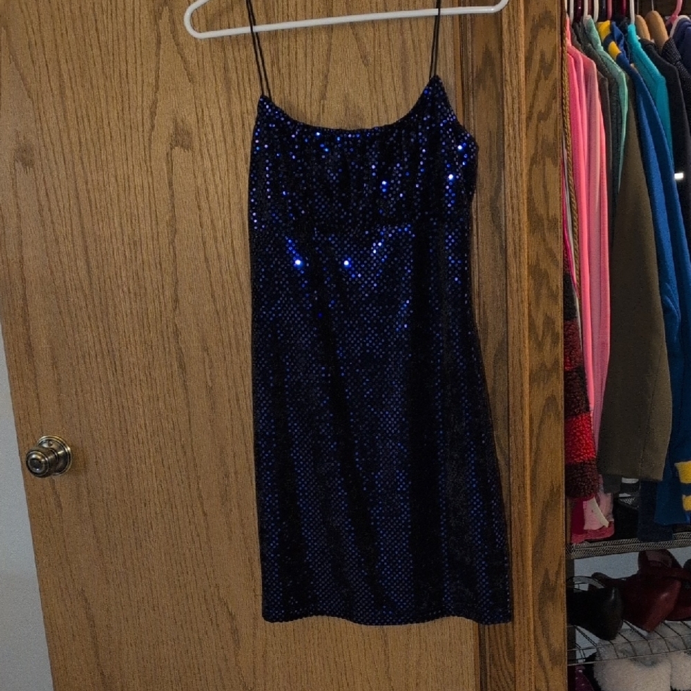 Aqua Blues Sequin Slip Mini Dress